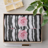 Elegant Shabby Chic roze Roses en Zeba Stripes Tissuepapier (Geschenk)
