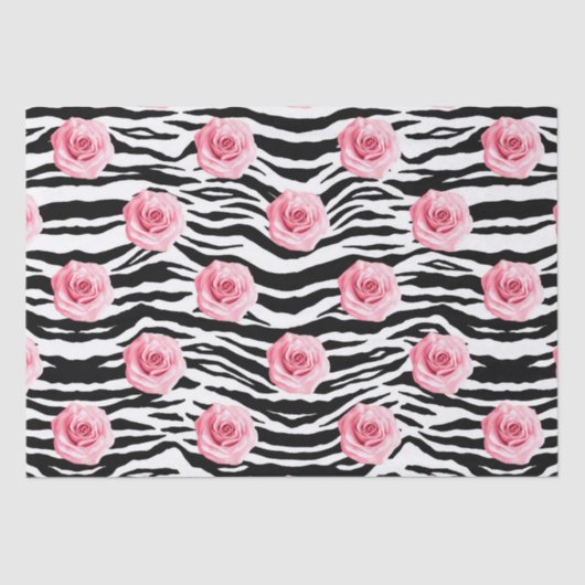 Elegant Shabby Chic roze Roses en Zeba Stripes Tissuepapier (Voorkant)