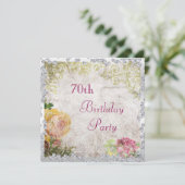 Elegant Shabby Chic Rozen & Diamonds 70e verjaarda Kaart (Staand voorkant)