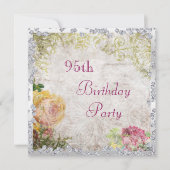 Elegant Shabby Chic Rozen & Diamonds 95e verjaarda Kaart (Voorkant)
