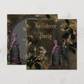 Elegant Shabby Chic Skeletons Halloween Party Kaart (Voorkant / Achterkant)