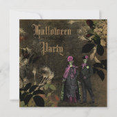 Elegant Shabby Chic Skeletons Halloween Party Kaart (Voorkant)