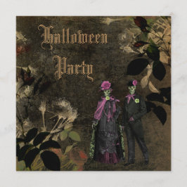 Elegant Shabby Chic Skeletons Halloween Party Kaart