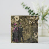 Elegant Shabby Chic Skeletons Halloween Party Kaart (Staand voorkant)