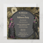 Elegant Shabby Chic Skeletons Halloween Party Kaart (Achterkant)