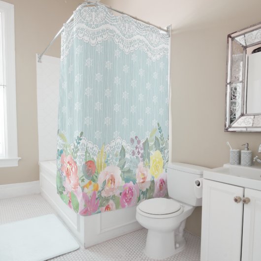 Elegant Shabby Chic Spring Floral Girly Douchegordijn (In situ)