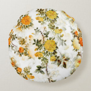 Elegant  Shabby Chic Yellows Golds Florals Rond Kussen