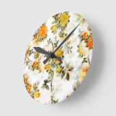 Elegant  Shabby Chic Yellows Golds Florals Ronde Klok (Hoek)