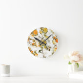 Elegant  Shabby Chic Yellows Golds Florals Ronde Klok (Huis)