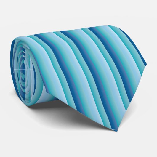Elegant Shades of Blue Stripes Pattern-Mannen Stropdas (Opgerold)