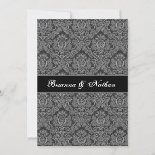 Elegant SHADES VAN GRAY Damask Wedding Invitation Kaart