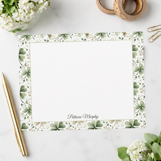 Elegant Shamrock Botanical Notecard | Personalized Notitiekaartje