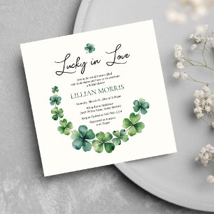 Elegant Shamrock Lucky in Love Vrijgezellenfeest Kaart