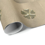 Elegant Shamrock Patrick's Day Leather Cadeaupapier (Rol Hoek)