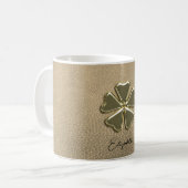 Elegant Shamrock Patrick's Day Leather Koffiemok (Voorkant links)