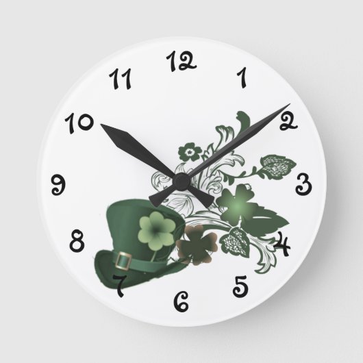 Elegant Shamrock Pet Ronde Klok (Voorkant)