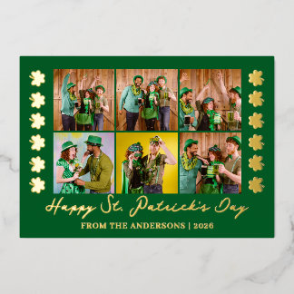 Elegant Shamrock St. Patrick's Day Family photo Folie Feestdagenkaart