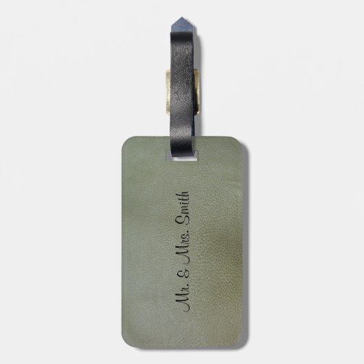 Elegant Shamrock St.Patrick's Day, Green Leather Bagagelabel (Achterkant verticaal)