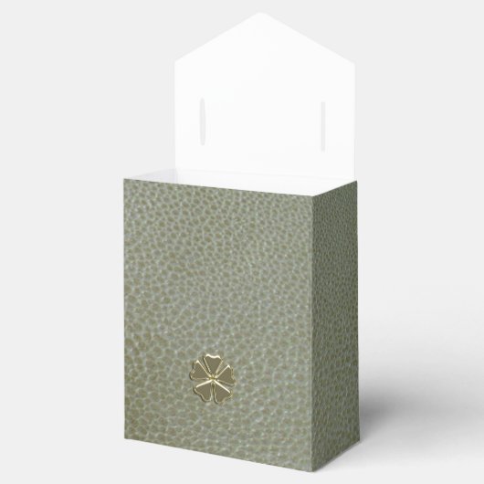 Elegant Shamrock St.Patrick's Day, Green Leather Bedankdoosjes (Geopend)