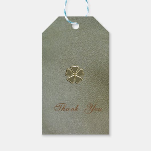 Elegant Shamrock St.Patrick's Day, Green Leather Cadeaulabel (Voorkant)