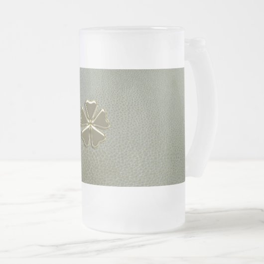Elegant Shamrock St.Patrick's Day, Green Leather Matglas Bierpul (Voorkant rechts)