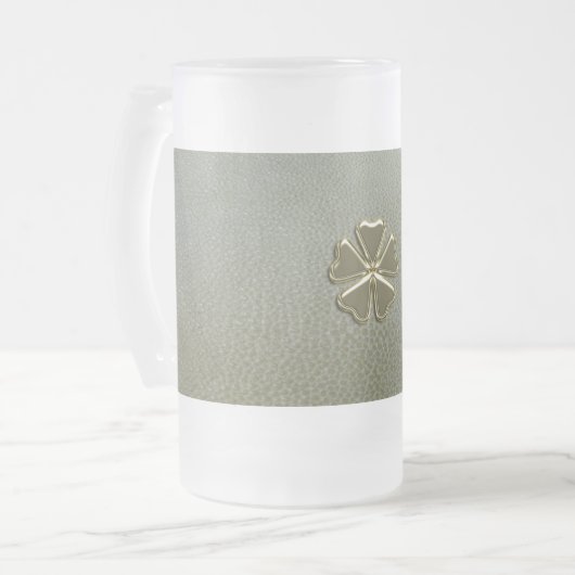 Elegant Shamrock St.Patrick's Day, Green Leather Matglas Bierpul (Voorkant links)