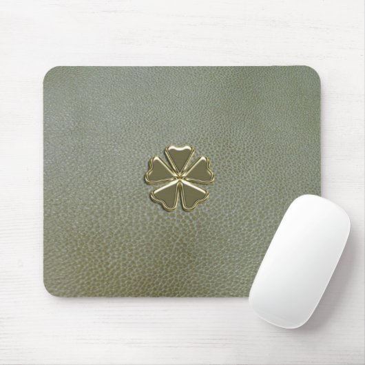 Elegant Shamrock St.Patrick's Day, Green Leather Muismat (Met muis)