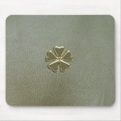 Elegant Shamrock St.Patrick's Day, Green Leather Muismat (Voorkant)