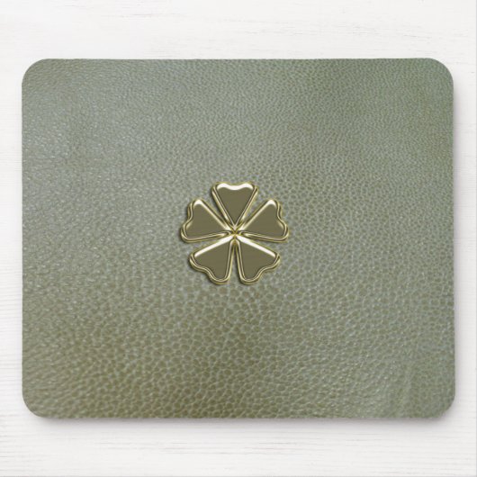 Elegant Shamrock St.Patrick's Day, Green Leather Muismat (Voorkant)