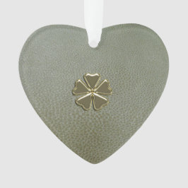 Elegant Shamrock St.Patrick's Day, Green Leather Ornament