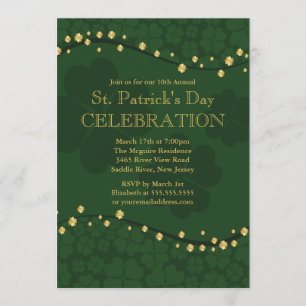 Elegant Shamrock St. Patrick's Party Invitation Kaart