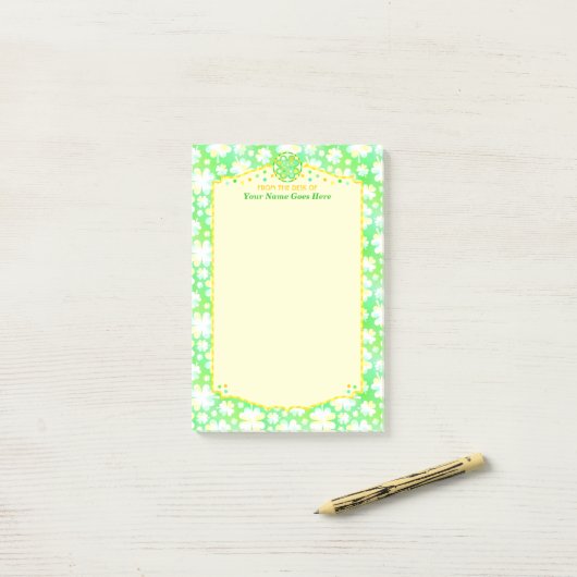 Elegant Shamrocks Clovers Persoonlijke naam Iers Post-it® Notes (Op bureau)