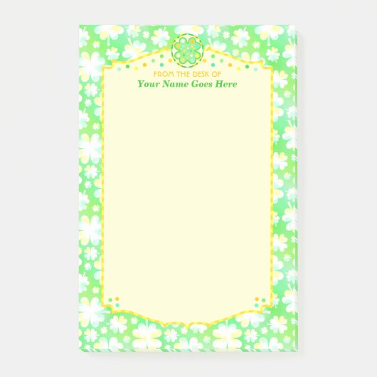 Elegant Shamrocks Clovers Persoonlijke naam Iers Post-it® Notes (Voorkant)