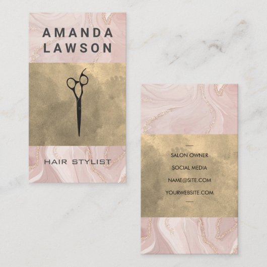 Elegant Shears Comb Grey Waterverf Scissors Visitekaartje (Voorkant / Achterkant)