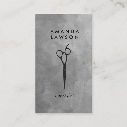 Elegant Shears Comb Grey Waterverf Visitekaartje (Voorkant)