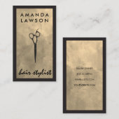 Elegant Shears Grey Waterverf | Zwarte grens Visitekaartje (Voorkant / Achterkant)