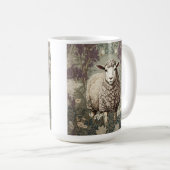 Elegant Sheep Lavender Flower Background Koffiemok (Voorkant rechts)