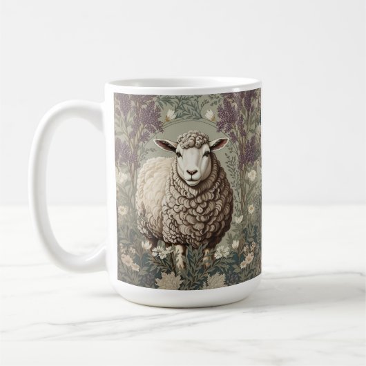Elegant Sheep Lavender Flower Background Koffiemok (Links)