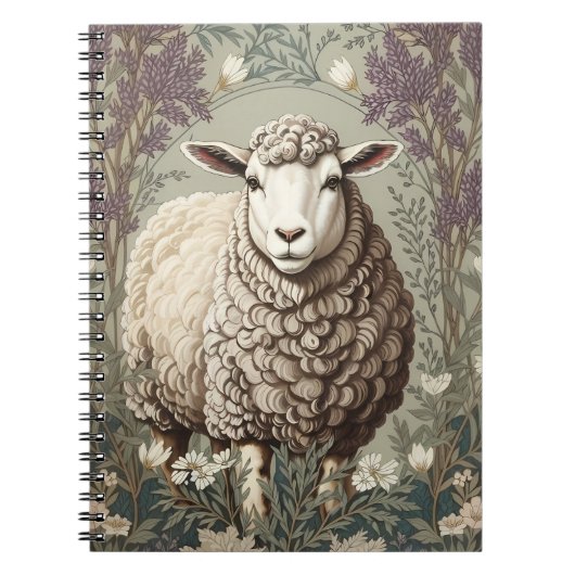 Elegant Sheep Lavender Flower Background Notitieboek (Voorkant)