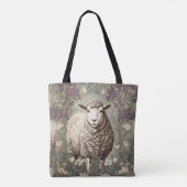 Elegant Sheep Lavender Flower Background Tote Bag (Achterkant)