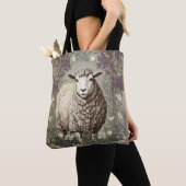 Elegant Sheep Lavender Flower Background Tote Bag (Dichtbij)