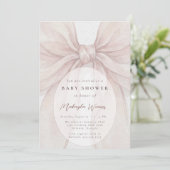 Elegant Sheer Pink Blush Bow Baby Shower Kaart (Staand voorkant)