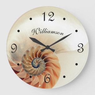 Elegant Shell beige Familienaam Coastal Grote Klok