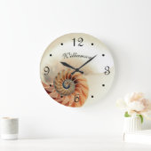 Elegant Shell beige Familienaam Coastal Grote Klok (Huis)