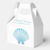 Elegant Shell Blue Nautical Beach Vrijgezellenfees Bedankdoosjes (Achterkant)
