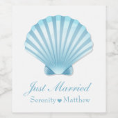 Elegant Shell Nautisch Strand Net Getrouwd Trouwen Wijn Etiket (Enkel label)