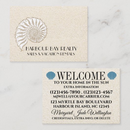 Elegant Shell Visitekaartje - Kies uw papier Contactkaartje (Voorkant / Achterkant)