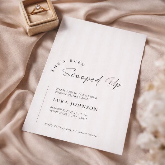 Elegant She's Been Scooped Up Stripe Bridal Shower Kaart