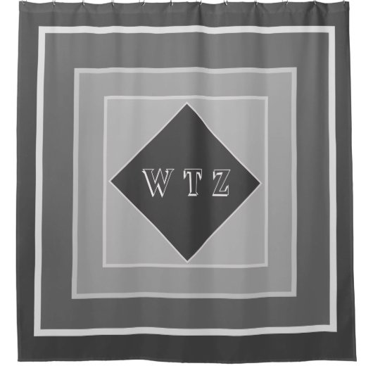 Elegant shhades of Grey Monogram Shower Curtain Douchegordijn (Voorkant)