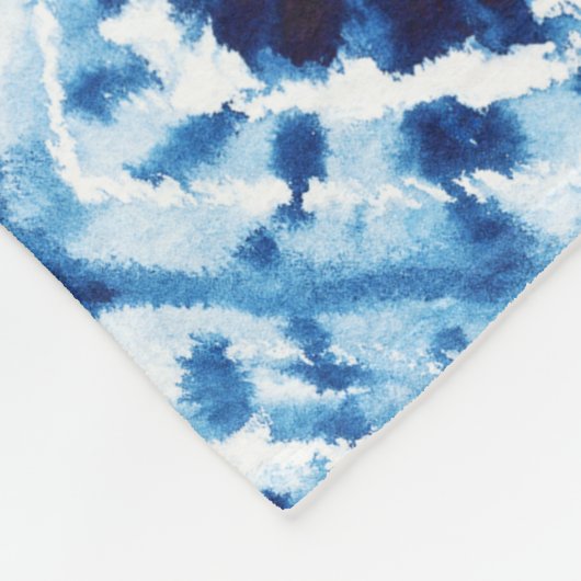 Elegant Shibori Pattern Aangepaste naam Blauw Fleece Deken (Hoek)